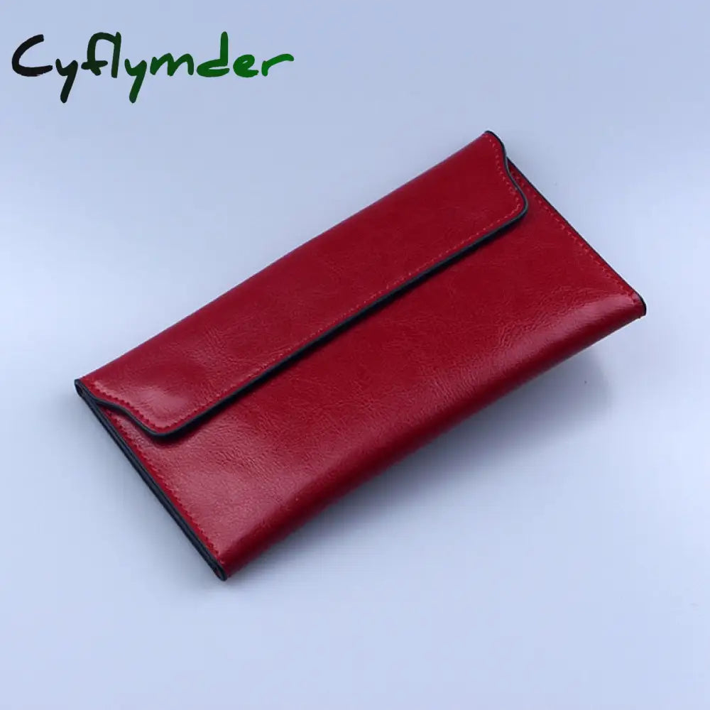 Cyflymder Brand Genuine Leather Women Wallet Long Thin Purse Cowhide Multiple Cards Holder Clutch