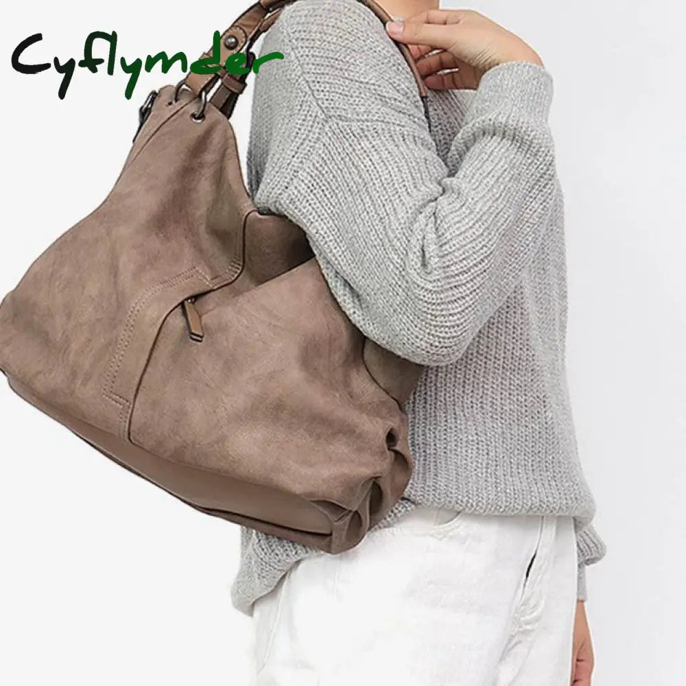 Cyflymder Brand Large Women’s Leather Handbags High Quality Female Pu Hobos Shoulder Bags Solid