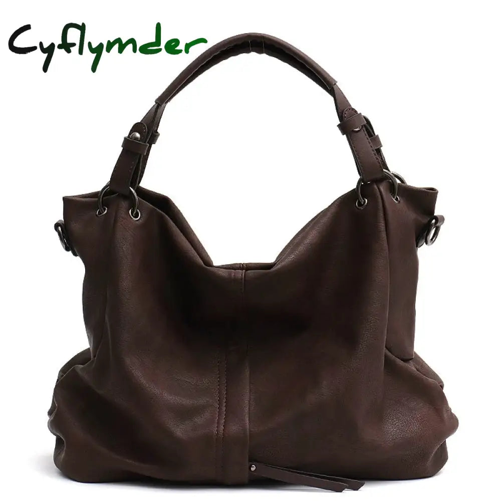 Cyflymder Brand Large Women’s Leather Handbags High Quality Female Pu Hobos Shoulder Bags Solid