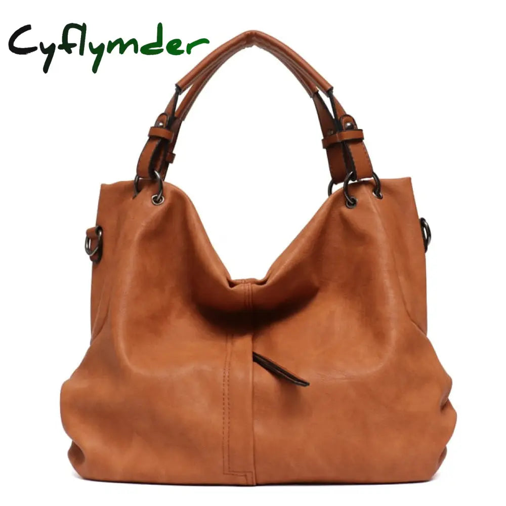 Cyflymder Brand Large Women’s Leather Handbags High Quality Female Pu Hobos Shoulder Bags Solid