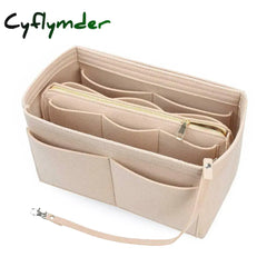 Cyflymder Brand Make Up Organizer Felt Insert Bag For Handbag Travel Inner Purse Portable Cosmetic