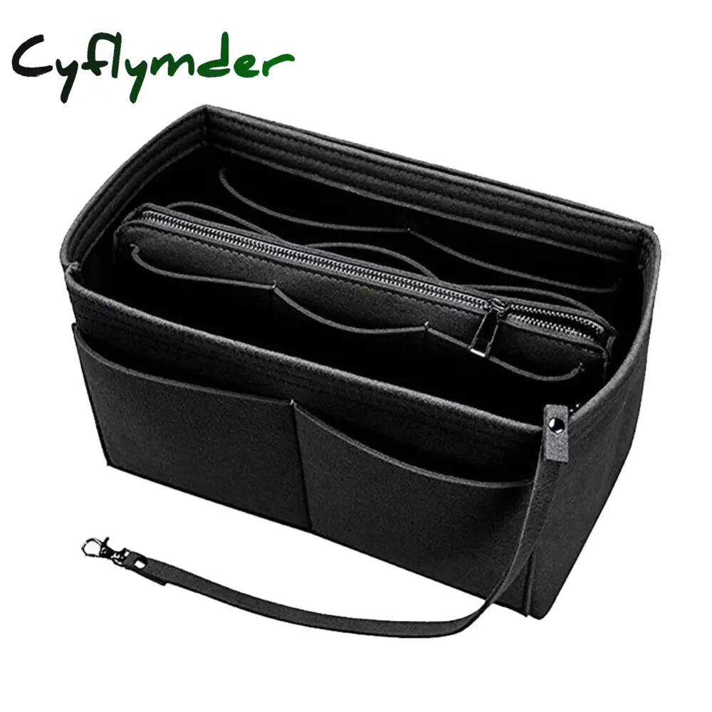 Cyflymder Brand Make Up Organizer Felt Insert Bag For Handbag Travel Inner Purse Portable Cosmetic