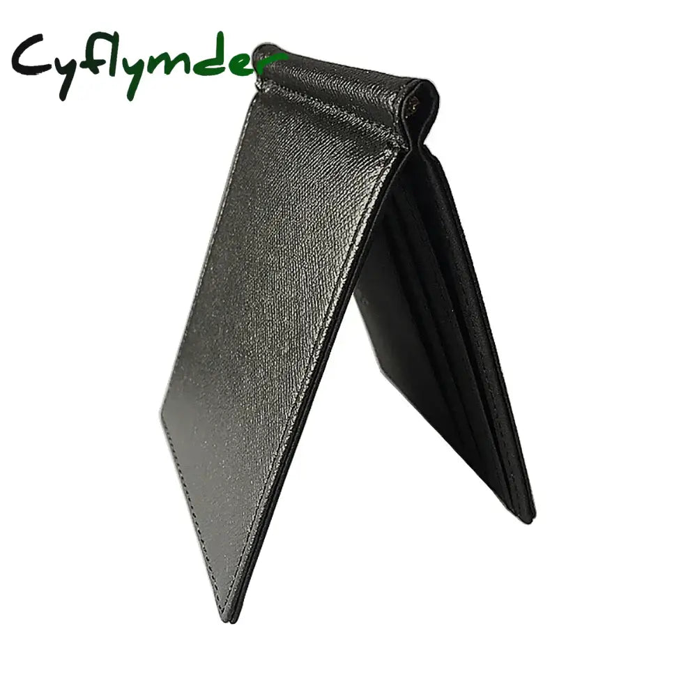 Cyflymder Brand Men Wallet Short Skin Wallets Purses PU Leather Money Clips Sollid Thin Wallet For Men Purses Black