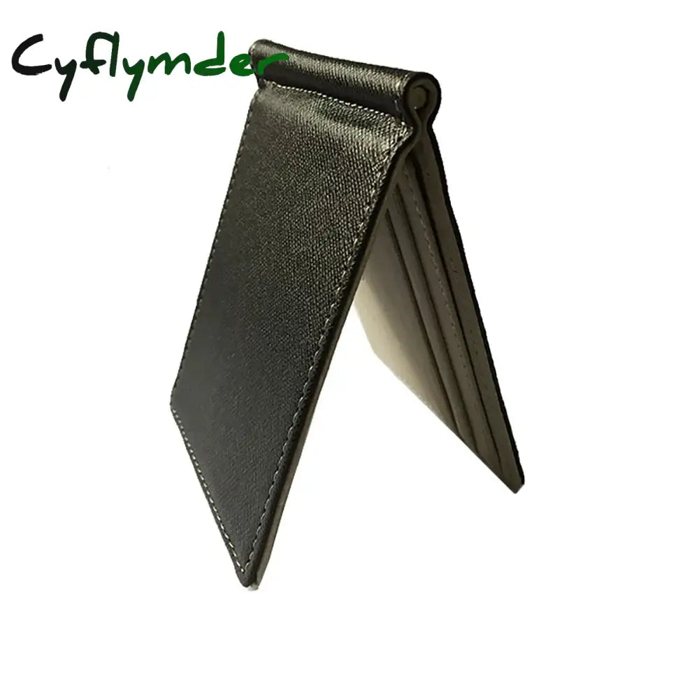 Cyflymder Brand Men Wallet Short Skin Wallets Purses PU Leather Money Clips Sollid Thin Wallet For Men Purses Gray