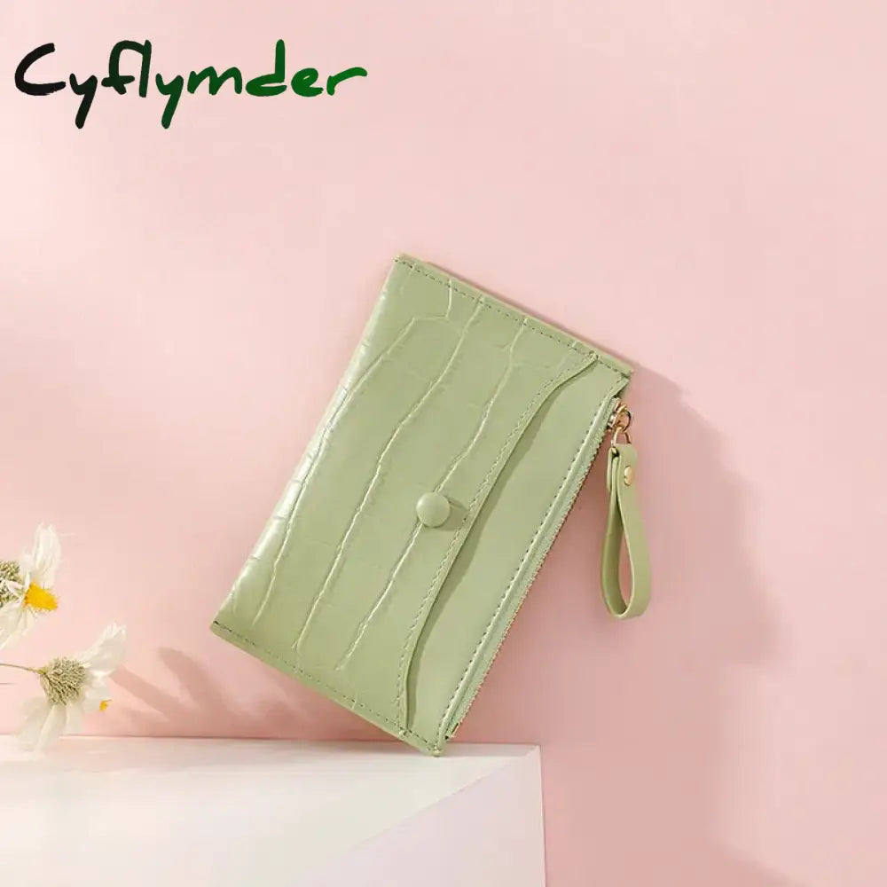 Cyflymder Brand Stone Pattern Mini Women Card Holder Cute Credit Id Holders Zipper Slim Wallet Case