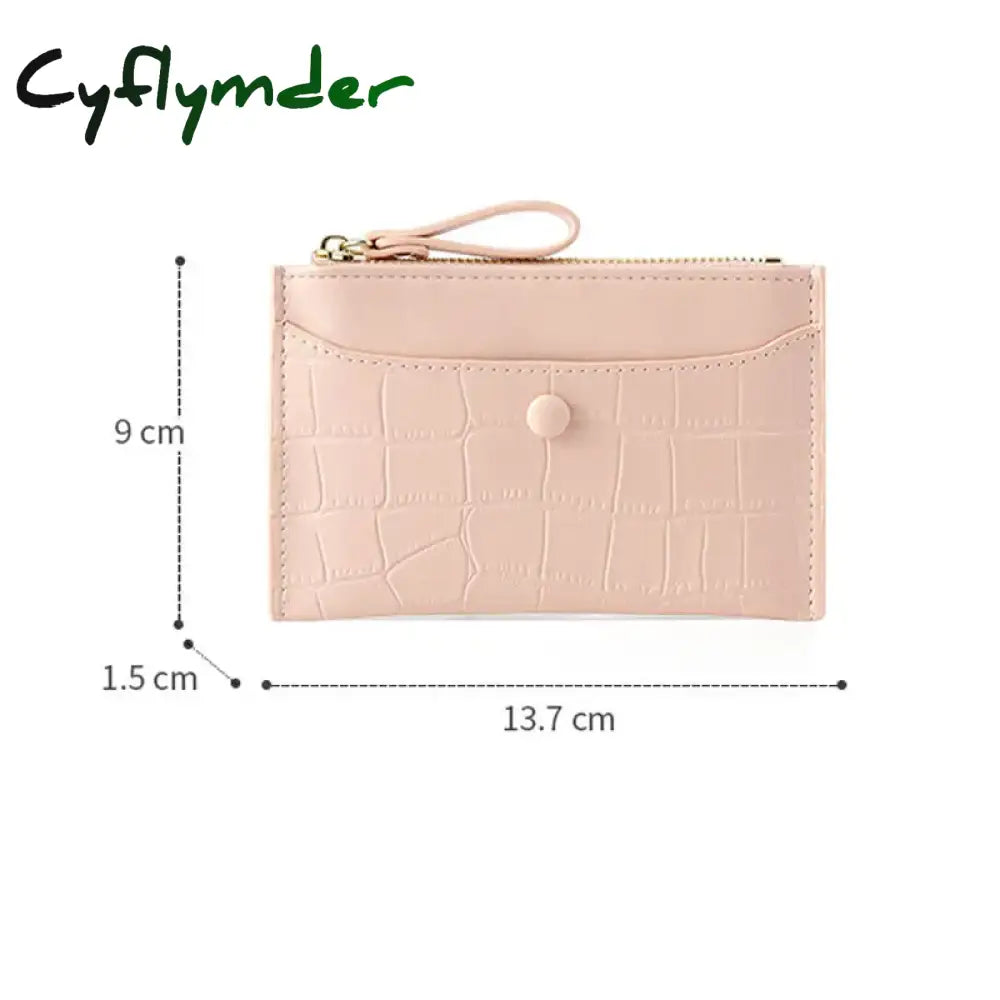 Cyflymder Brand Stone Pattern Mini Women Card Holder Cute Credit Id Holders Zipper Slim Wallet Case