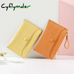 Cyflymder Brand Stone Pattern Mini Women Card Holder Cute Credit Id Holders Zipper Slim Wallet Case