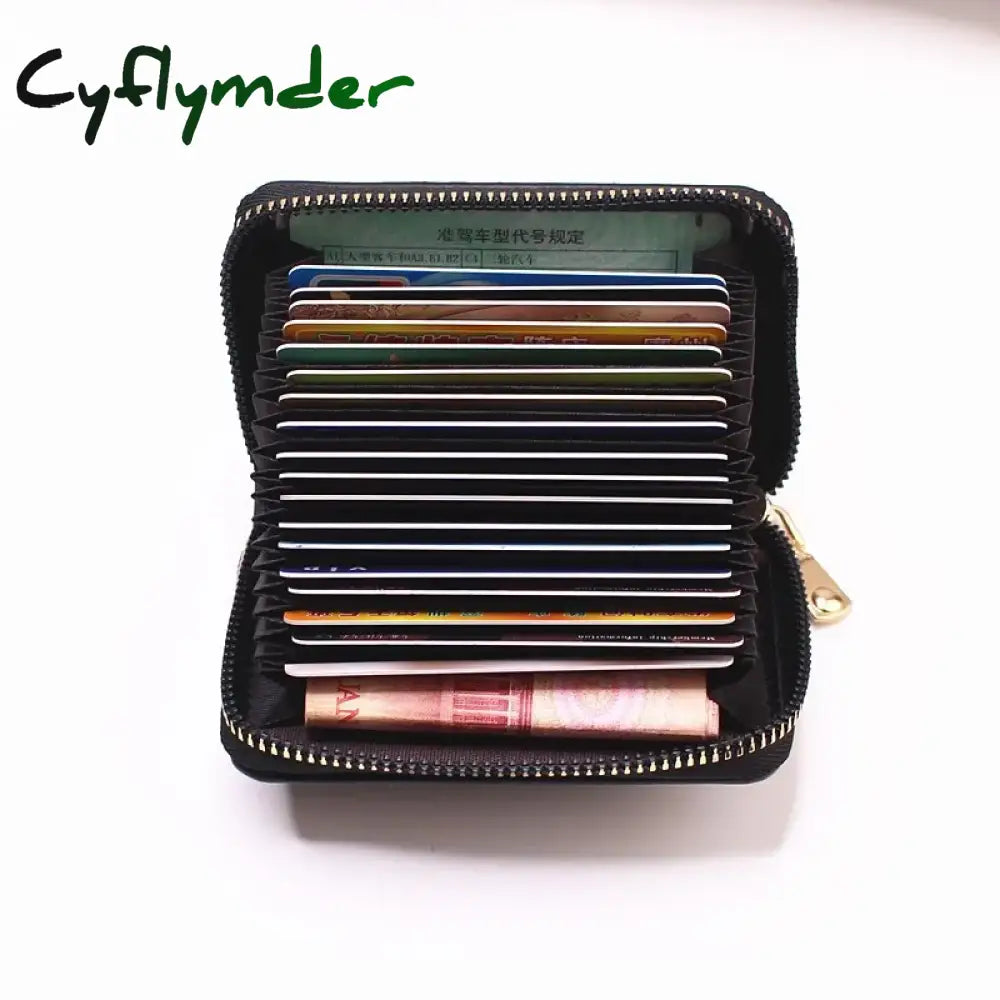 Cyflymder Business Card Holder Wallet Women/Men Gray Bank/Id/Credit 20 Bits Pu Leather Protects