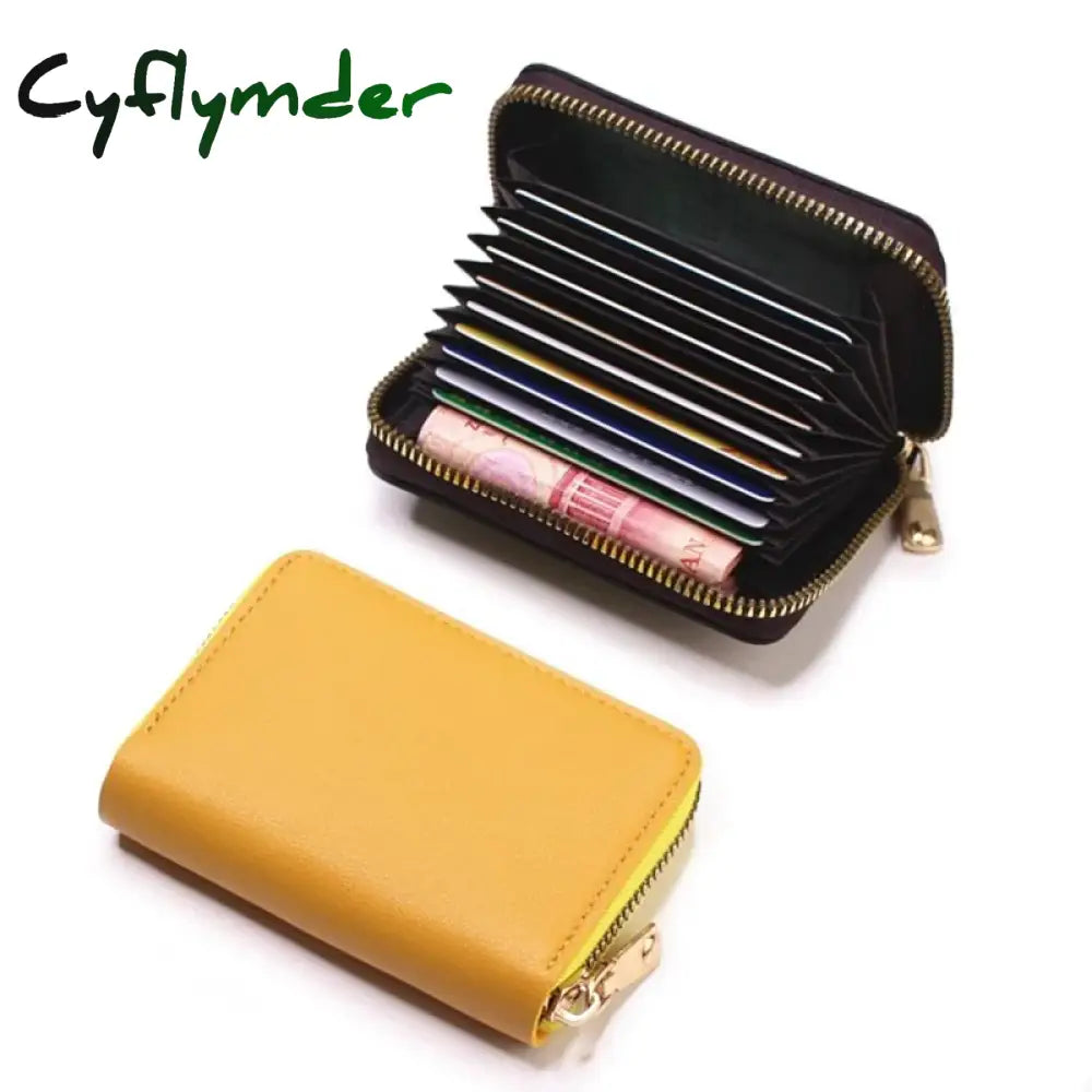 Cyflymder Business Card Holder Wallet Women/Men Gray Bank/Id/Credit 20 Bits Pu Leather Protects