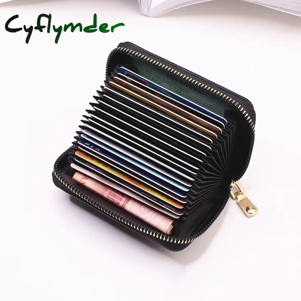 Cyflymder Business Card Holder Wallet Women/Men Gray Bank/Id/Credit 20 Bits Pu Leather Protects