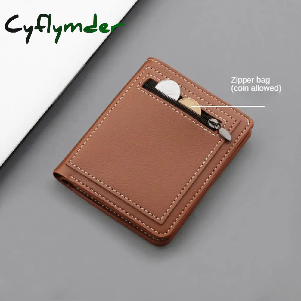 Cyflymder Business Men Wallet Black/Brown Short Male Purse Pu Leather Card Holder Case Man Money