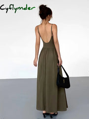 Cyflymder - Bustier Corset Open Back Long Tank Dress Armygreen / Xs Knit Dresses