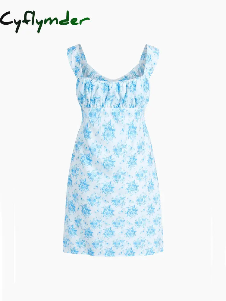 Cyflymder - Butterfly Bouquet Floral Cup Detail Short Dress Dresses