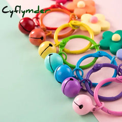 Cyflymder Candy Color Flower Keychain With Bell Creative Women Earphone Case Bag Key Rings Pendant