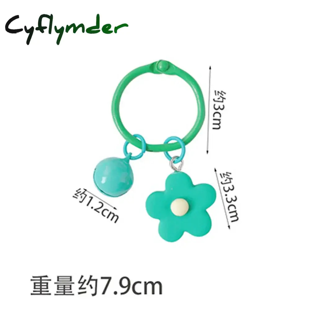 Cyflymder Candy Color Flower Keychain With Bell Creative Women Earphone Case Bag Key Rings Pendant