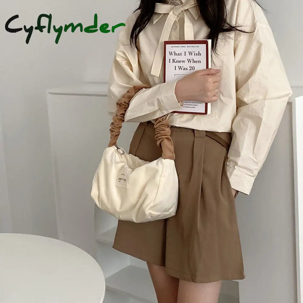 Cyflymder Candy Color Women Little Shoulder Bag Corduroy Handbag Small Tote Lady Underarm Bags