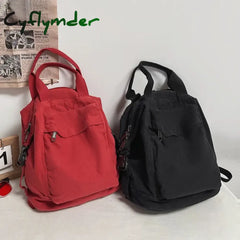 Cyflymder Canvas Backpack Vintage Commuting School Bag Solid Color Student Rucksack Aesthetic Hippie Y2K Backpack for