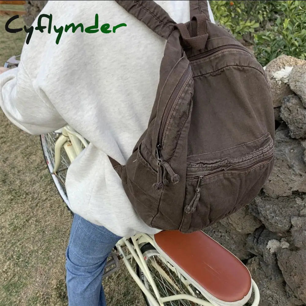 Cyflymder Canvas Backpacks For Women And Men Casual College Students Laptop Backpack Leisure