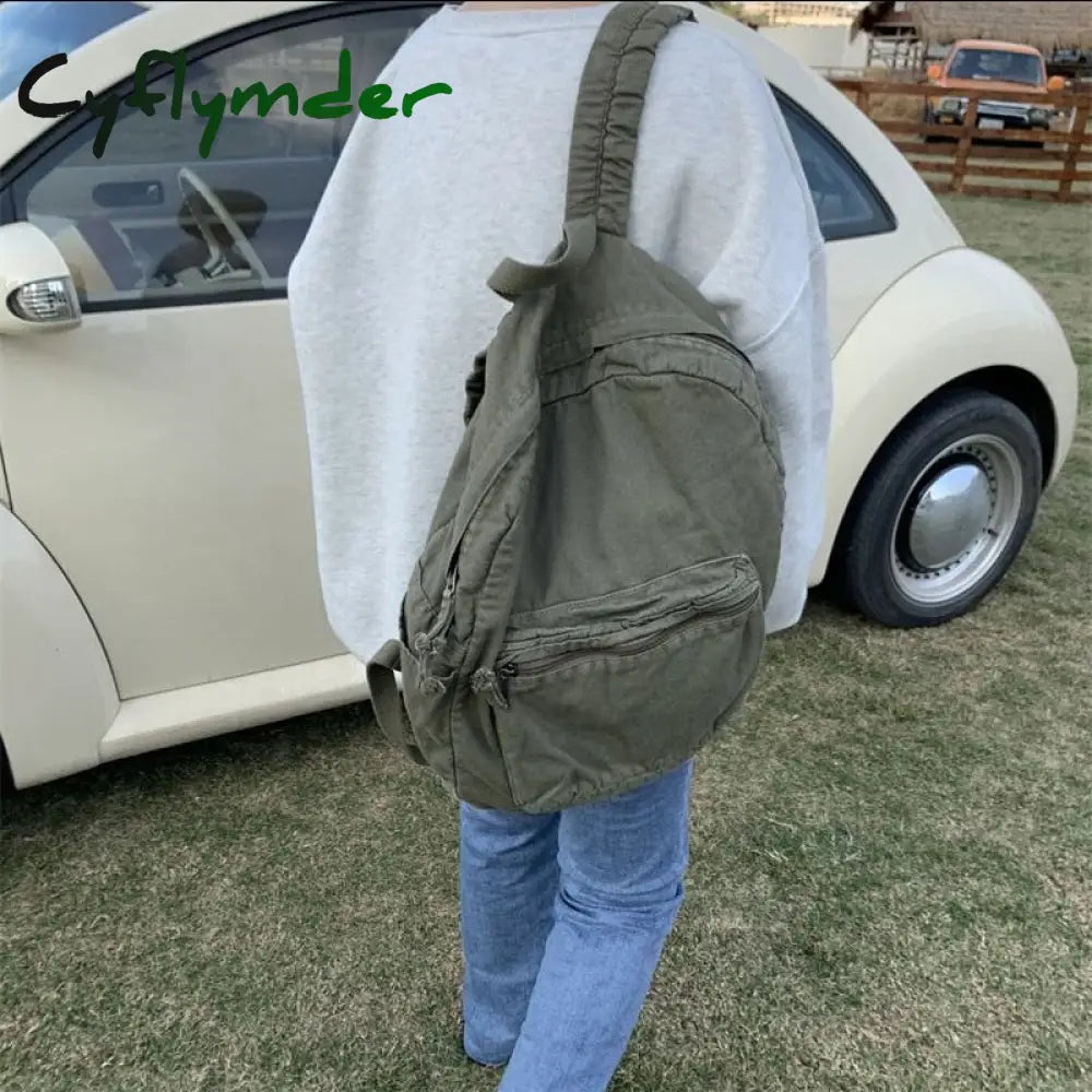 Cyflymder Canvas Backpacks For Women And Men Casual College Students Laptop Backpack Leisure