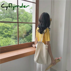 Cyflymder Canvas Bag High Quality Reusable Shopping Simple Casual Daily Use Handbag Shoulder Bags