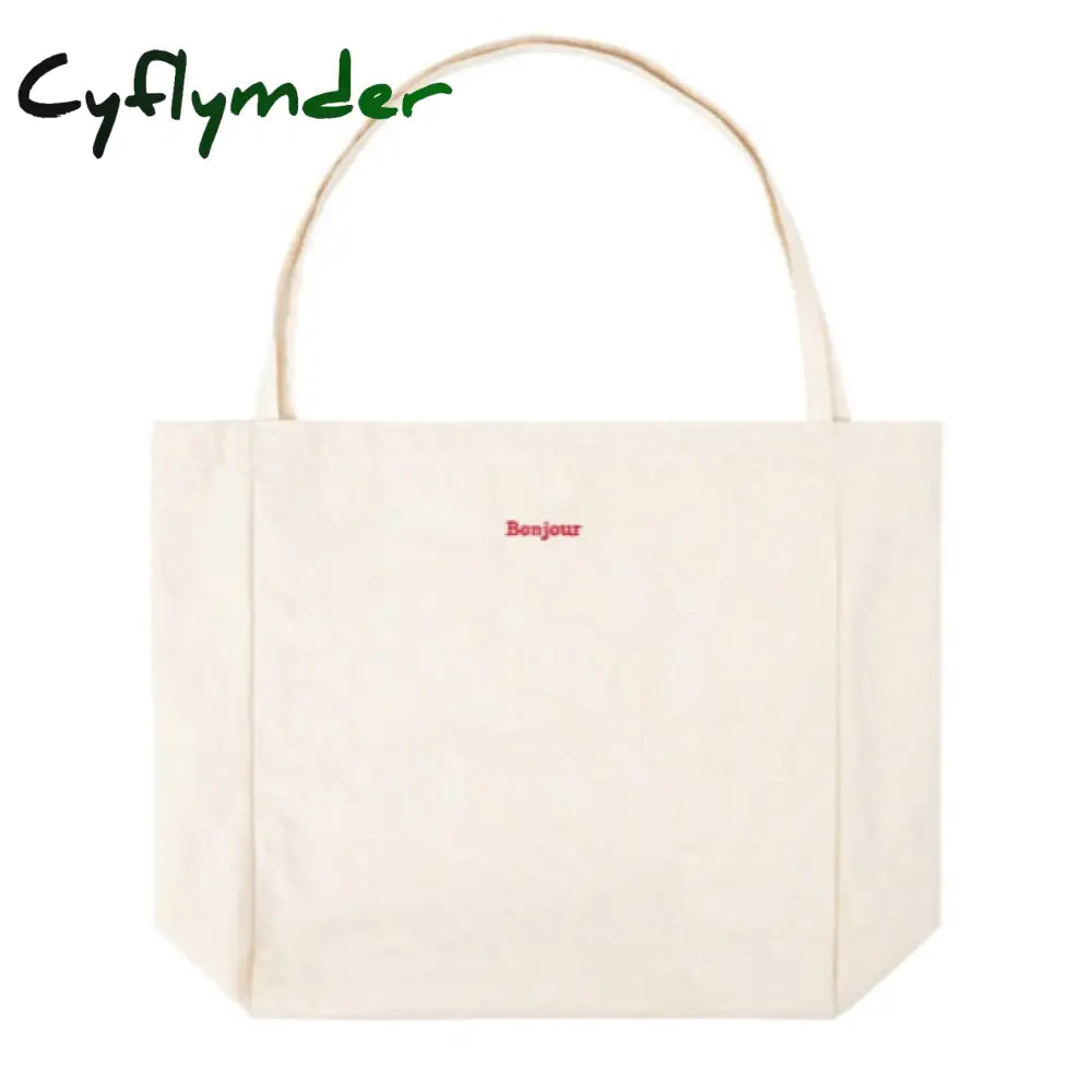 Cyflymder Canvas Bag High Quality Reusable Shopping Simple Casual Daily Use Handbag Shoulder Bags