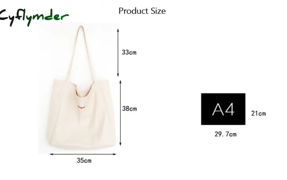 Cyflymder Canvas Bag High Quality Reusable Shopping Simple Casual Daily Use Handbag Shoulder Bags