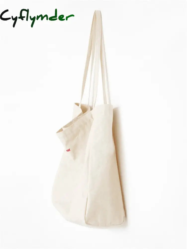 Cyflymder Canvas Bag High Quality Reusable Shopping Simple Casual Daily Use Handbag Shoulder Bags