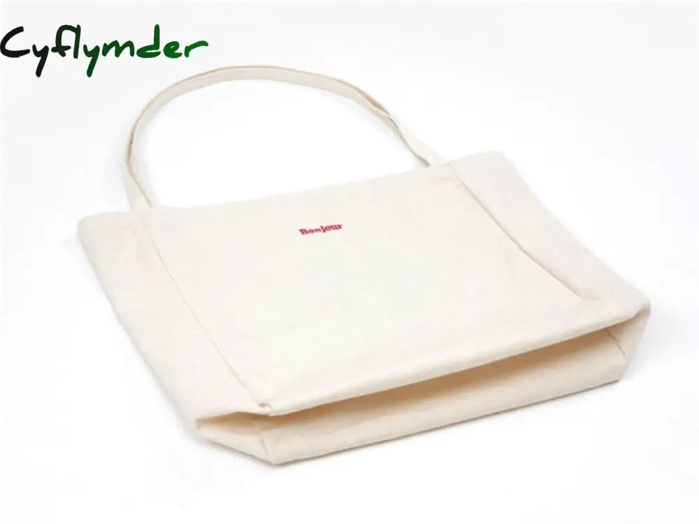 Cyflymder Canvas Bag High Quality Reusable Shopping Simple Casual Daily Use Handbag Shoulder Bags