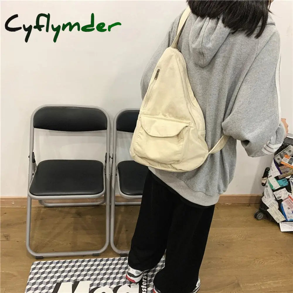 Cyflymder Canvas Chest Bag Women Shoulder Messenger Unisex Crossbody Muliti Pocket Casual