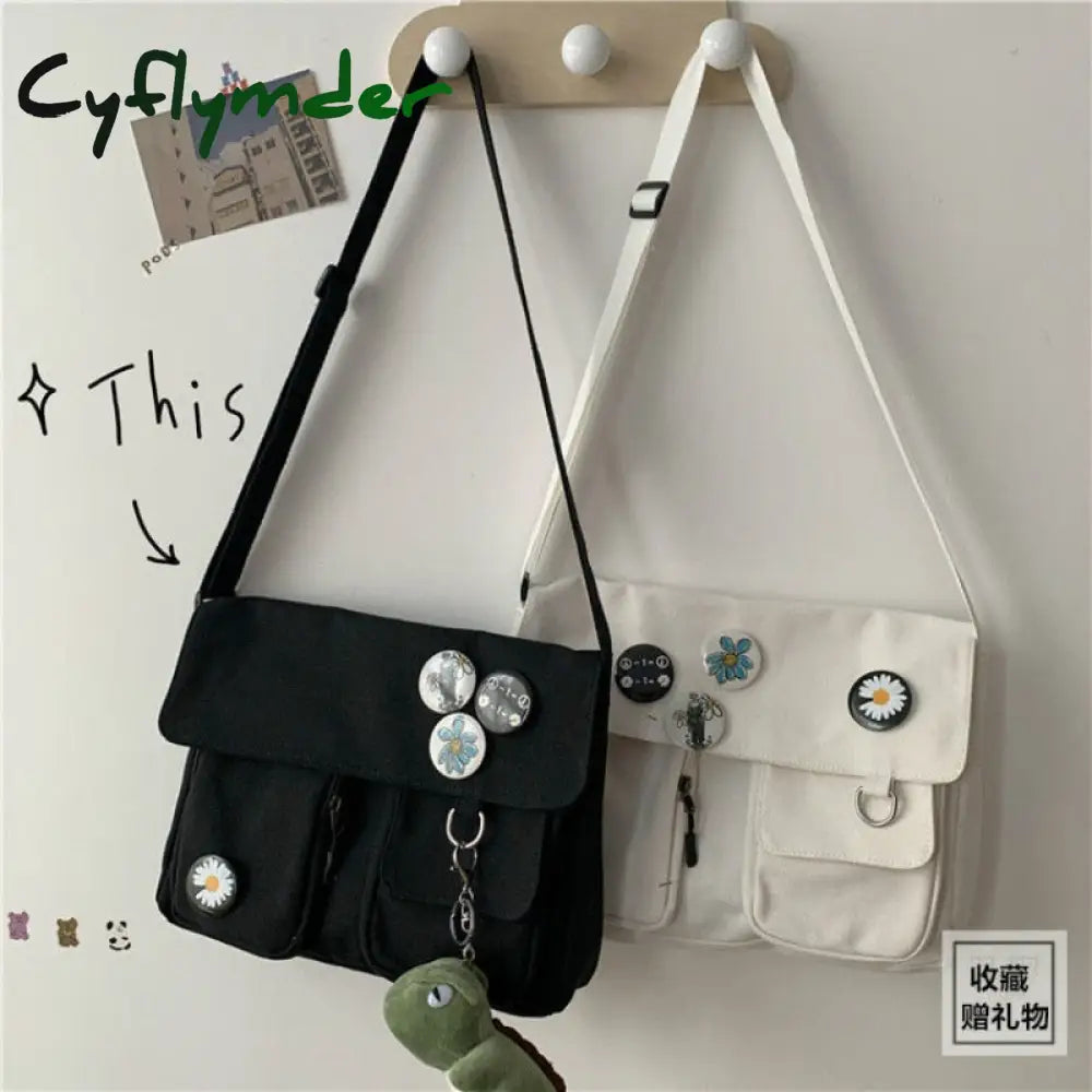 Cyflymder Canvas Diagonal Cross Bag Youth Fashion Casual Version Ladies Large Capacity Shoulder