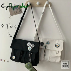 Cyflymder Canvas Diagonal Cross Bag Youth Fashion Casual Version Ladies Large Capacity Shoulder