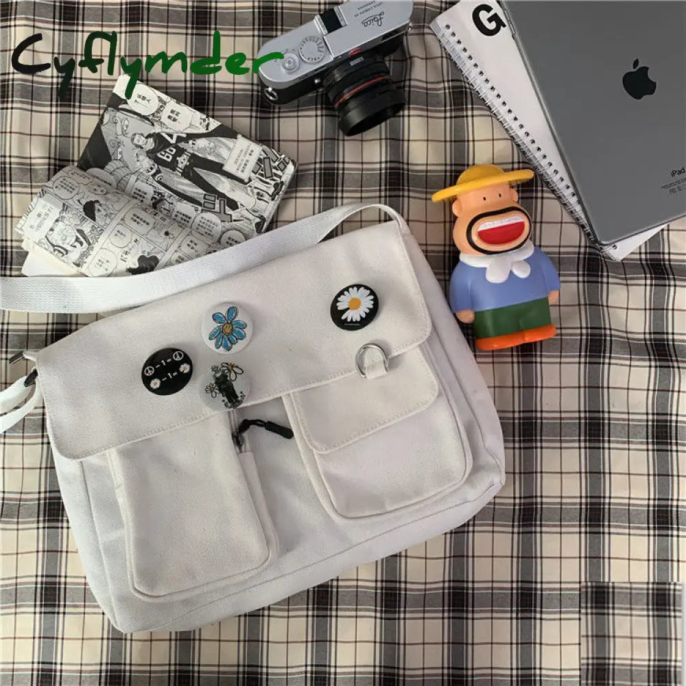 Cyflymder Canvas Diagonal Cross Bag Youth Fashion Casual Version Ladies Large Capacity Shoulder