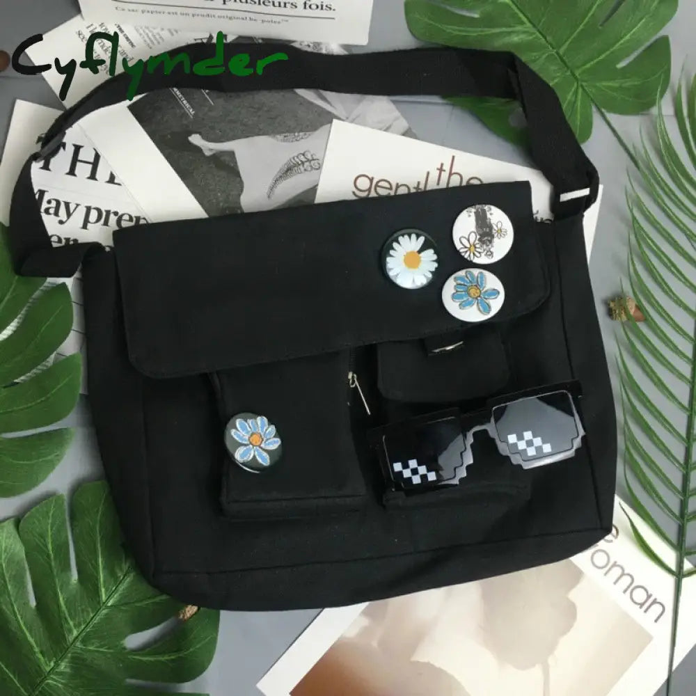 Cyflymder Canvas Diagonal Cross Bag Youth Fashion Casual Version Ladies Large Capacity Shoulder