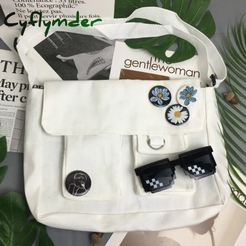 Cyflymder Canvas Diagonal Cross Bag Youth Fashion Casual Version Ladies Large Capacity Shoulder