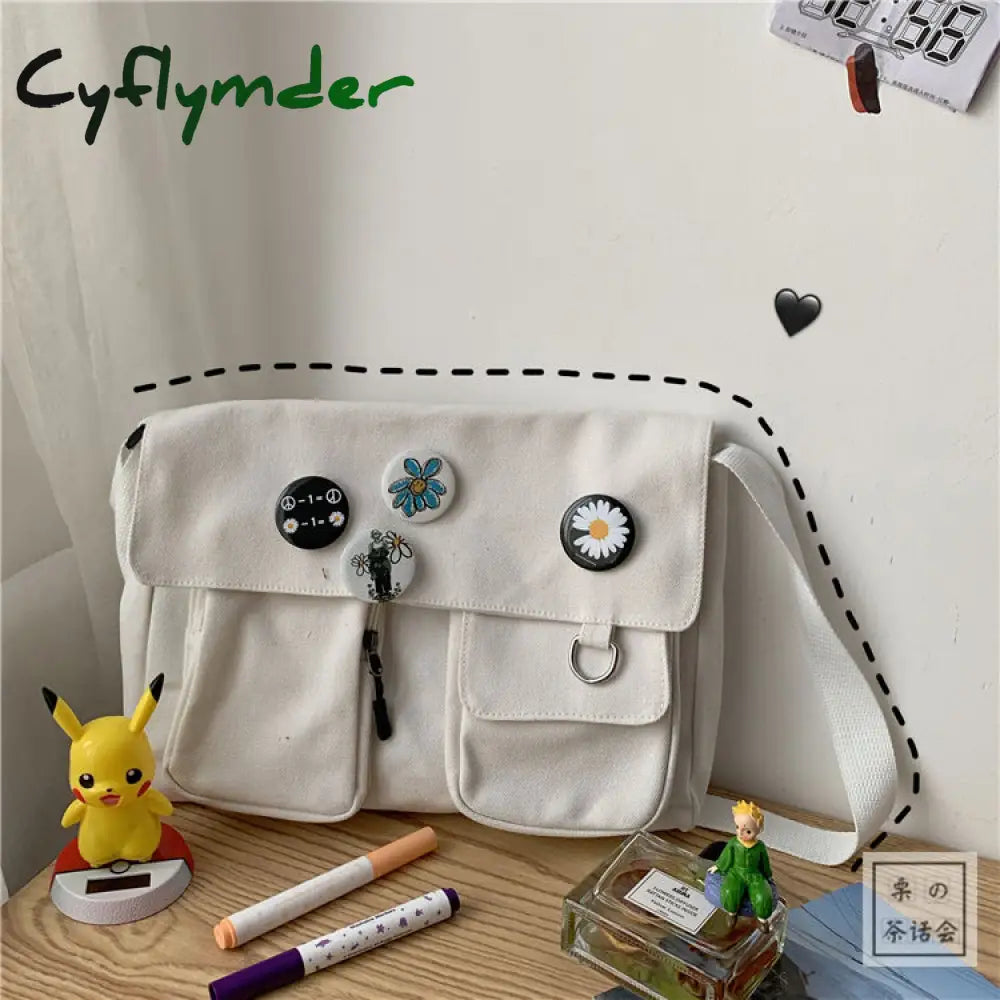 Cyflymder Canvas Diagonal Cross Bag Youth Fashion Casual Version Ladies Large Capacity Shoulder