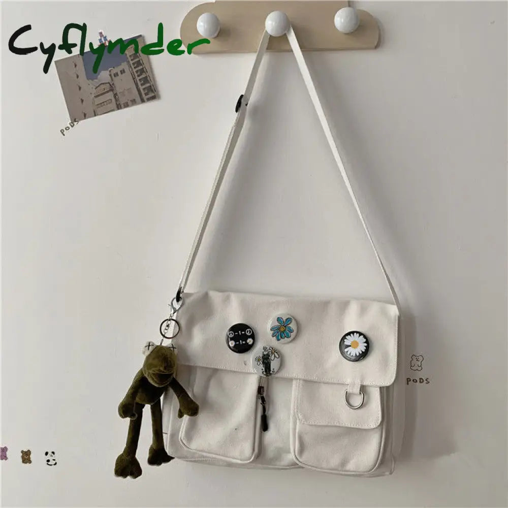 Cyflymder Canvas Diagonal Cross Bag Youth Fashion Casual Version Ladies Large Capacity Shoulder