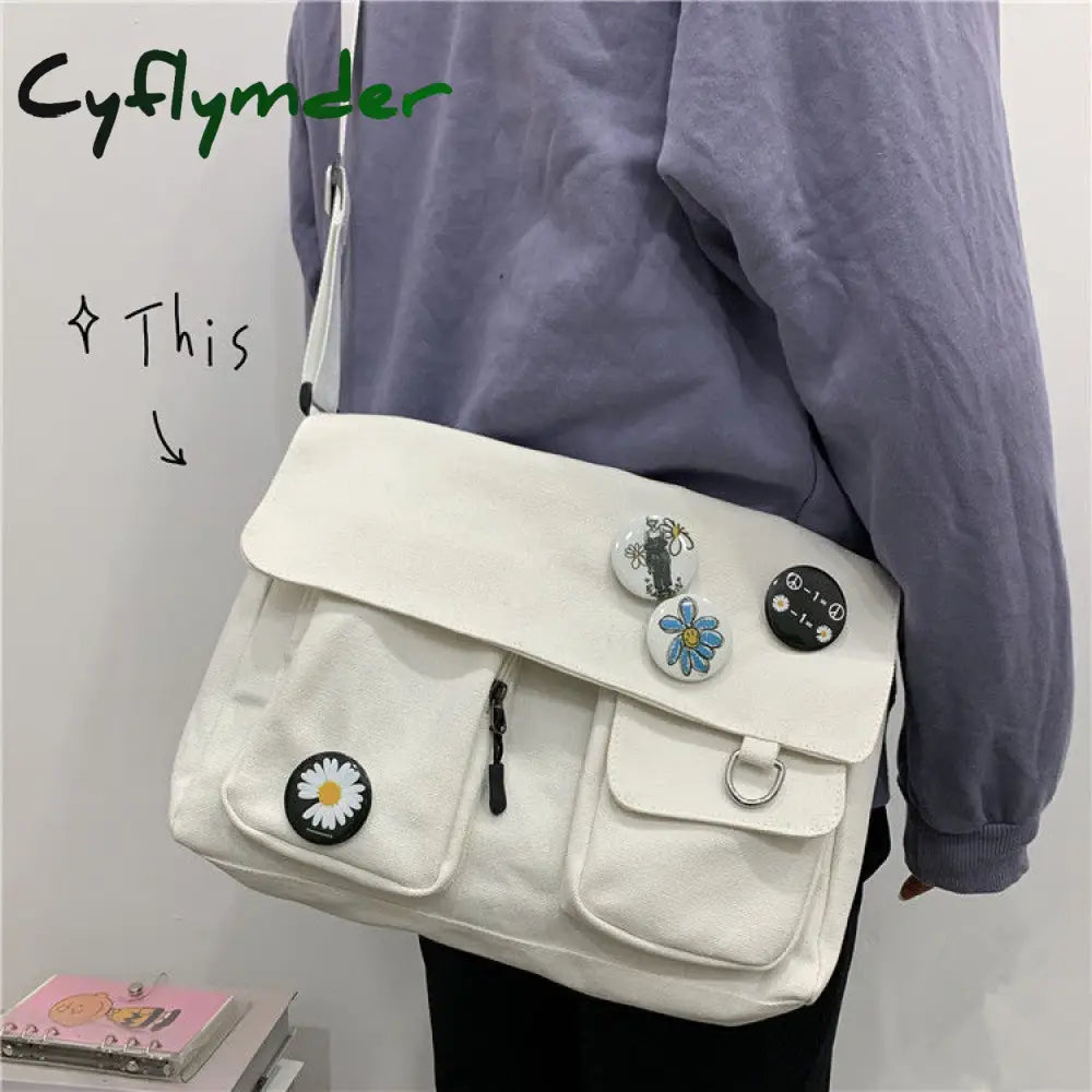 Cyflymder Canvas Diagonal Cross Bag Youth Fashion Casual Version Ladies Large Capacity Shoulder