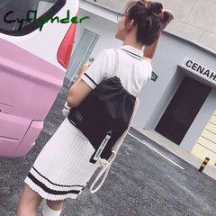 Cyflymder Canvas Drawstring Backpack Fashion School Gym Bag Casual String Knapsack Back Pack For