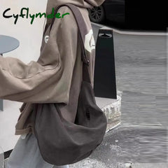 Cyflymder Canvas Dumpling Bag Large Capacity Fashionable and Simple for Women One Shoulder Crossbody Bag Casual and