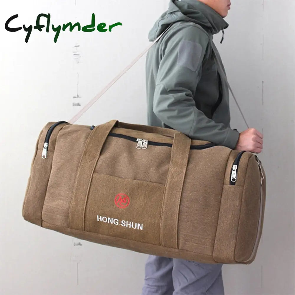 Cyflymder Canvas Men Travel Bags Large Capacity Duffel Hand Luggage Bag Multifunction Weekend Sac