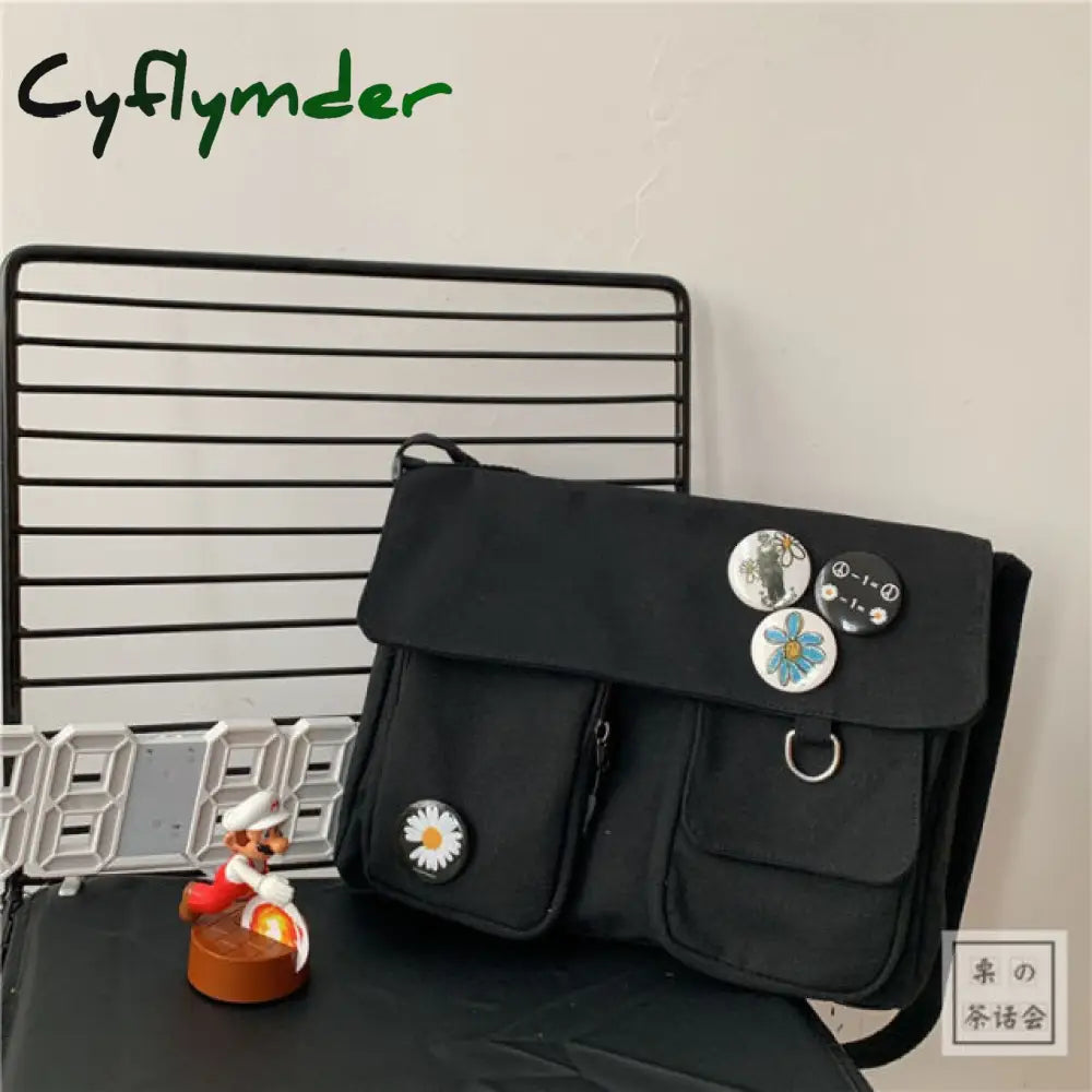 Cyflymder Canvas Messenger Korean Version Tooling Female Harajuku Bag Multifunctional Outdoor