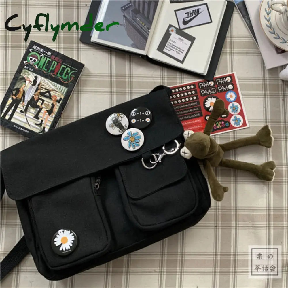 Cyflymder Canvas Messenger Korean Version Tooling Female Harajuku Bag Multifunctional Outdoor