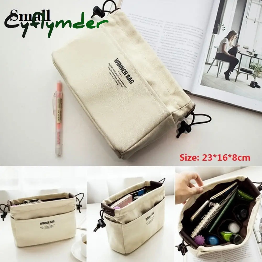 Cyflymder Canvas Purse Organizer Bag Inner Insert With Compartment Makeup Handbag Lots Of Pockets