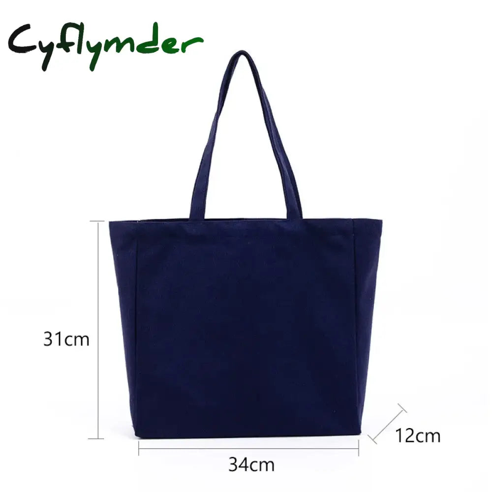 Cyflymder Canvas Shopping Bag Portable Folding Tote Bags Handbag For Outdoor Travel Women Shoulder