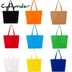 Cyflymder Canvas Shopping Bag Portable Folding Tote Bags Handbag For Outdoor Travel Women Shoulder