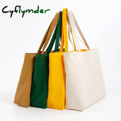 Cyflymder Canvas Shopping Bag Portable Folding Tote Bags Handbag For Outdoor Travel Women Shoulder