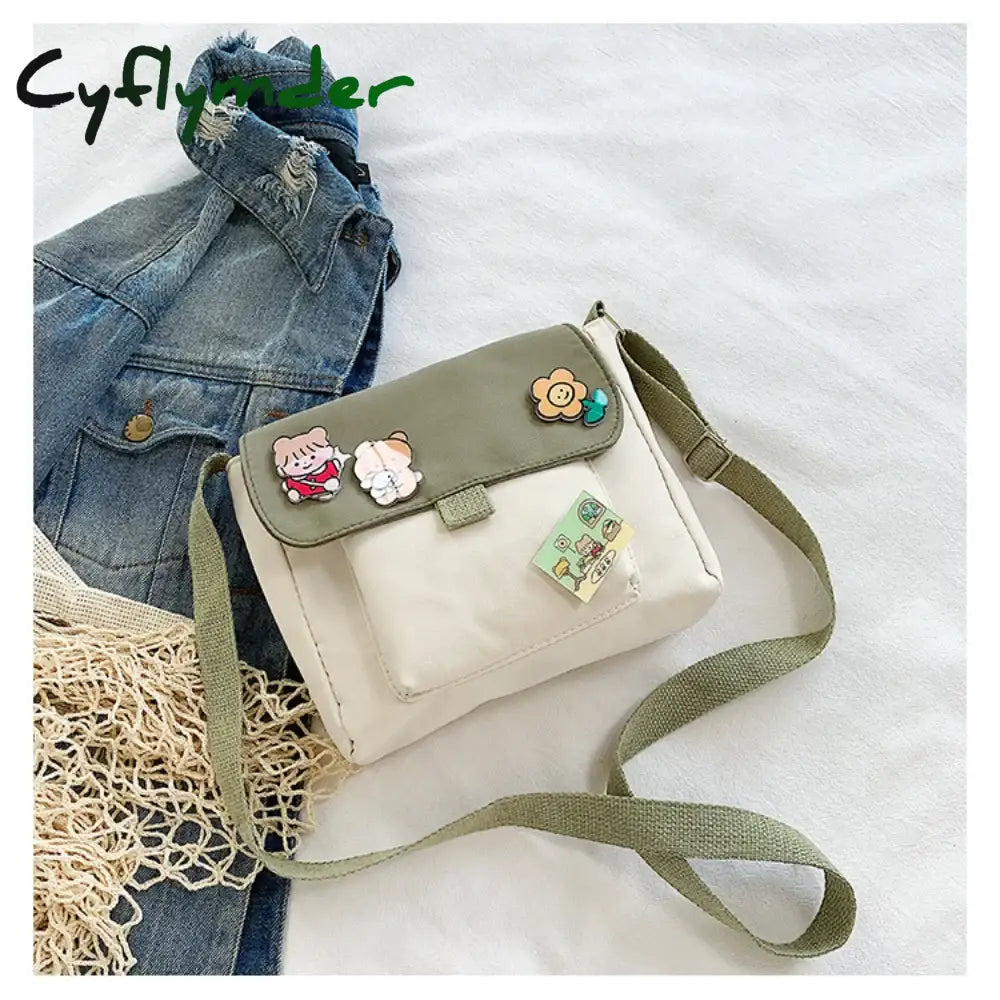 Cyflymder Canvas Small Bag For Women Ins Japanese Crossbody Bags Cute Versatile Student Art One Shoulder Mobile
