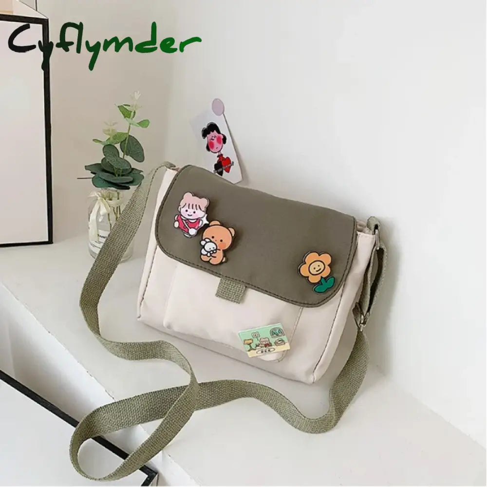 Cyflymder Canvas Small Bag For Women Ins Japanese Crossbody Bags Cute Versatile Student Art One Shoulder Mobile
