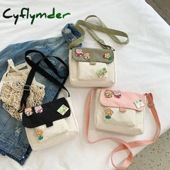 Cyflymder Canvas Small Bag For Women Ins Japanese Crossbody Bags Cute Versatile Student Art One Shoulder Mobile