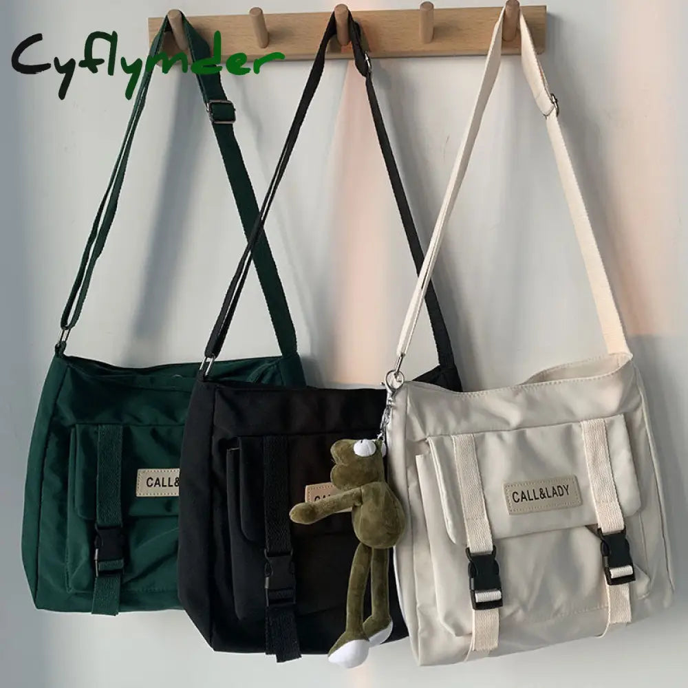 Cyflymder Canvas Women Messenger Bag Korean Large Shoulder Crossbody Bags For Student Nylon Cloth